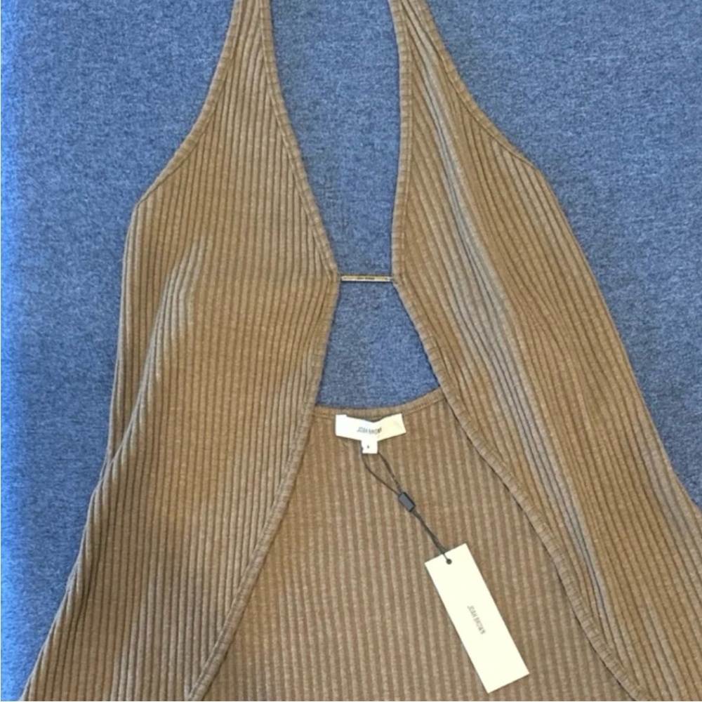 Joah Brown Khaki Ribbed Halter Top - Picture 8 of 12